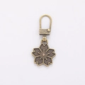 Universal cherry blossom zipper pull replacement in vintage bronze finish with spring clasp - Sakura Shape - Bronze