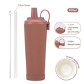 Matter kaffeebrauner 830ml Keramik Thermobecher mit Strohhalm und Magnetgriff - 830ml / Khaki