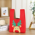 Borsa tote natalizia in maglia rossa con motivo jacquard a renna e manico morbido - Renna di Natale Rossa