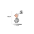 Clou d'oreille en argent avec pierre rose et cristal transparent en forme d'étoile - Style Étoile Pierre Rose (7# Argent)