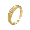 Minimalist gold plated open ring with marquise-cut crystal in a vintage style - Gold