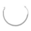 Sparkling S925 sterling silver tennis bracelet with cubic zirconia and lobster clasp - Platinum White (4mm)