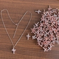 Rose gold stainless steel cross pendant necklace encrusted with zircon crystals - Rotatable Crown Cross Style / Rose Gold