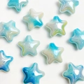 Set of 10 gradient blue and white UV plated star beads for DIY jewelry making accessories - Blue
