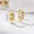 Elegant gold plated X-shaped hoop earrings with micro-pave cubic zirconia stones - EH781 Gold Crisscross X Zirconia Studs