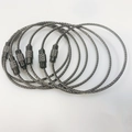 Gunmetal colored wire keychain loops with textured screw locks made of stainless steel - 1.5*150mm / Gun Black