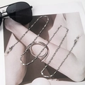 Detail of silver stainless steel eyewear chain with sunburst discs and silicone loops - Chain Length 70cm / Silver-White Loop