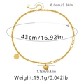 Detail view of 18K gold plated heart pendant necklace with dimensions and chain length specs - Gold (KN0097)