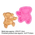 Pink silicone mold with teddy bear and heart design including golden finished bear samples - 1# Teddy Bear (Pink)