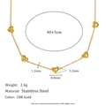 Minimalist 18K gold plated stainless steel necklace featuring multiple heart pendants - Symmetrical Heart O-Chain-Gold
