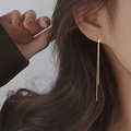 Elegante lange goldene Quasten-Ohrringe für Damen mit minimalistischem Ketten-Design - Gold Paar