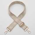 Adjustable woven bag strap with white and beige diamond patterns and gold hardware - No. 694 Gold Hook