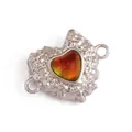 Silver-plated heart connector with gradient colored crystals and hammered texture for DIY jewelry - Lava Heart Chameleon Silver