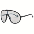 Fashionable oversized wrap sunglasses with black frame and light gray lenses - Black Frame Light Silver Lens