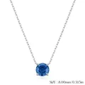 S925 Silberhalskette mit 8mm rundem blauem Zirkonia-Anhänger im Rosenschliff - S925 Sterlingsilber (8mm)
