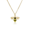 Elegant gold alloy bee pendant necklace with yellow and black enamel on a cross chain - Honeybee Pendant Necklace