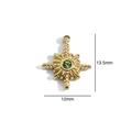 14K gold plated stainless steel cross pendant with green gemstone, 13.5mm x 12mm size - 7088 Cross Green Zirconia