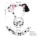 Dalmatian spotted plush headband bowtie and tail set for kids role play costume - Black & White Spotted / 3-Piece Set