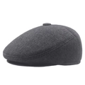 Gorra plana gris oscuro para hombre en tweed de espiga cálido, estilo clásico vintage - S / gris oscuro