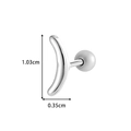 Silver crescent moon cartilage stud earring with micro-paved cubic zirconia accents - Silver Crescent Moon Simple Style (2620-8#) / Silver