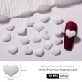 20 Stück weiße 3D Samt Herz Nagelcharms mit flauschiger Beflockung für DIY Maniküre - 20 Stk/Packung / Weiß