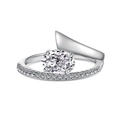 Exquisite S925 sterling silver ring with oval cut gemstone and twisted pave band - White Gold Color DY120844