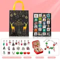 Christmas countdown gift box with 24-grid calendar, silver bracelets and festive charms - Style 430 Countdown Calendar + Red Jewelry Box
