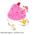 Pink silicone mold with palace castle and Aladdin lamp shapes for fondant and chocolate - Middle Eastern Mythology Series (15-1136) / Pink