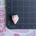 Detailed close-up of a pink and white mini resin ice cream cone accessory for DIY crafts - Egg Waffle Pink Cup Ice Cream