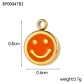 Macro shot of 0.8cm orange enamel smile face charm with gold base and size details - Orange Smiley Face (BP00047B3)