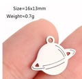 Silberner Edelstahl Planetenanhänger, 16x13mm Größe für die Schmuckherstellung - Planet / Stahlfarben