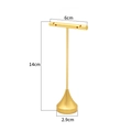 Brushed gold metal T-bar earring display stand with circular base and dimensions shown - Water Drop / 6*14cm / Gold