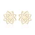 Pendientes de loto mandala dorados elegantes con diseño minimalista de acero calado - Dorado
