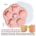 Stampo in silicone rosa per pappe con forme di orso e unicorno e coperchio incluso - Paradiso degli animali 2 (DG-116-1) / Rosa