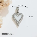Silberne Vintage-Herz-Halskette mit Zirkonia-Steinen und 1,9 cm Höhe für Damen - Silbernes Klares Herz