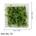 Square artificial succulent frame with white wood grain and 15x15cm green plants - Style 7A