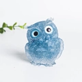 Blue translucent crystal owl statue ornament made of resin for desk decor - Aquamarine