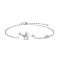 Elegant 925 sterling silver bracelet featuring a butterfly charm set with zircon crystals - Platinum Plated Cubic Zirconia Butterfly Bracelet 1.81g