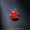 Sparkling red ladybug beetle brooch pin with black enamel dots and clear crystals - Individual Ladybug Style (xz4650A)