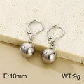 Polierte silberne Edelstahl-Ohrringe mit 10 mm Metallperlen und Klappbügel für Damen - 10mm (KE22272-Z) / Stahlfarbe
