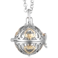 Collier médaillon d'aromathérapie en argent avec cœur ajouré et plume dorée - Argent Or Médaillon Décor Creux (29)