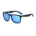 Polarized sports sunglasses with matte black frame and blue mirrored lenses for cycling - Black Blue Frame Blue Lens