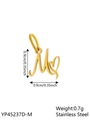 Golden stainless steel heart-shaped pendant with letter M engraving for DIY necklaces - Geometric Heart-M