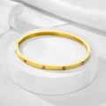 Elegant 18k gold plated titanium steel bangle with pink zircon stones and screw design - 4mm / Gold-Pink Zirconia