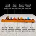 Solar system crystal ball set with nine natural gemstones on an orange wood base - Planet Theme Wooden Board Set