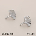 Silver ginkgo leaf stud earrings in stainless steel with detailed vein texture - Ginkgo Leaf Style / Silver
