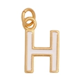 Golden pendant with letter H design featuring white enamel inlay and circular metal ring - White - Letter H