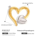 Pendaglio a cuore bicolore in oro e argento in acciaio inox con dimensioni 22mm - Ciondolo Doppio Cuore Contrasto Oro Argento (PJ93357)