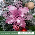 Fiore di stella di Natale rosa glitterata traforata per albero e decorazioni ghirlande, 16cm - Rosa