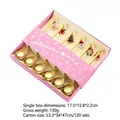 6-piece gold Christmas coffee spoon set with cartoon pendants in a pink gift box - Christmas Pendant Gift Box (gold 6 Spoons)